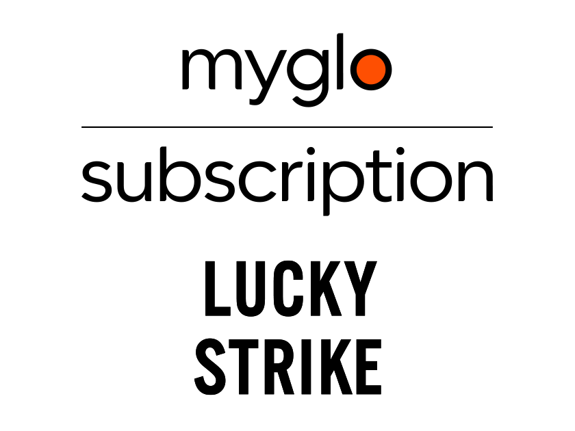 Text reads Lucky Strike Subscription in bold uppercase letters, with "Lucky Strike" emphasized. The background is light gray.